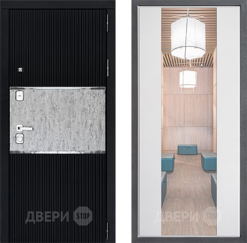 Входная металлическая Дверь Дверной континент ДК-13 ФЛЗ-1 Зеркало Белый софт в Протвино