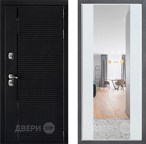 Входная металлическая Дверь Дверной континент ДК-1 ФЛЗ-1 Зеркало Белое дерево в Протвино