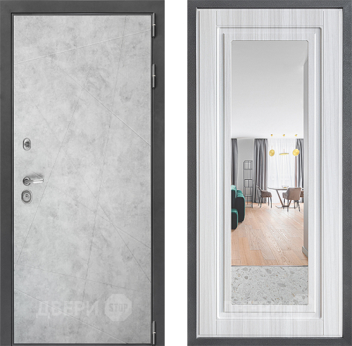 Входная металлическая Дверь Дверной континент ДК-3/743 ФЛЗ Зеркало Сандал белый в Протвино
