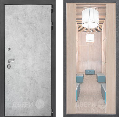 Входная металлическая Дверь Дверной континент ДК-3/743 ФЛЗ-1 Зеркало Капучино в Протвино