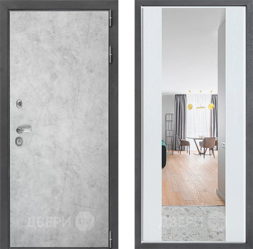 Входная металлическая Дверь Дверной континент ДК-3/743 ФЛЗ-1 Зеркало Белое дерево в Протвино