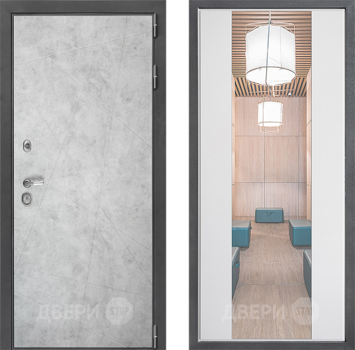 Входная металлическая Дверь Дверной континент ДК-3/743 ФЛЗ-1 Зеркало Белый софт в Протвино