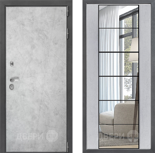 Входная металлическая Дверь Дверной континент ДК-3/743 ФЛЗ-2 Зеркало Бетон светлый в Протвино