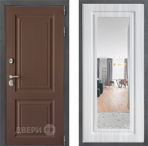 Входная металлическая Дверь Дверной континент ДК-3/729 ФЛЗ Зеркало Сандал белый в Протвино