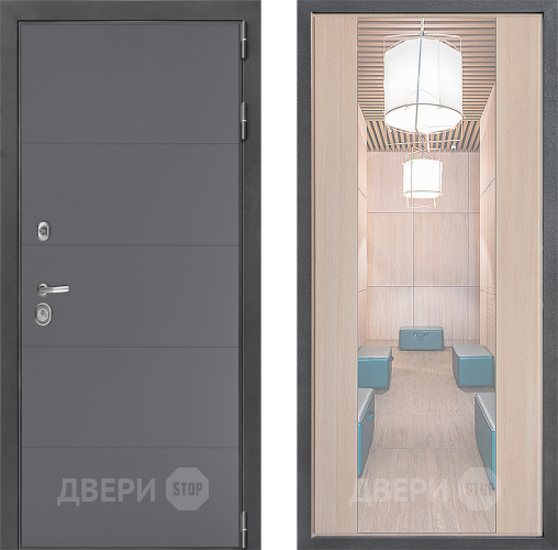 Входная металлическая Дверь Дверной континент ДК-3/649 ФЛЗ-1 Зеркало Капучино в Протвино