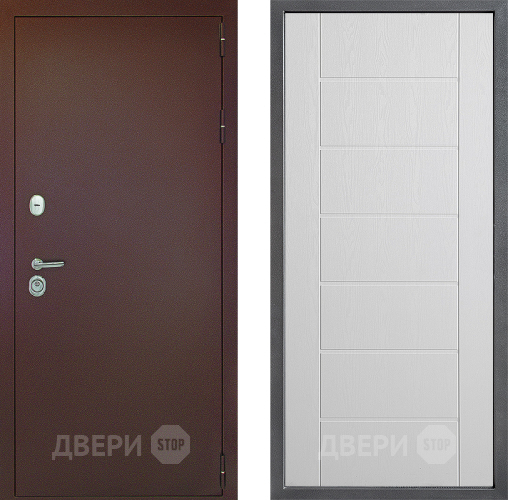 Дверь Дверной континент Рубикон Медь Дизайн ФЛ-Лайн Белое дерево в Протвино