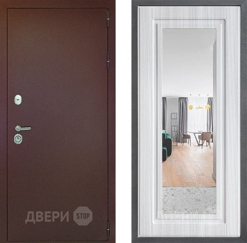 Дверь Дверной континент Рубикон Медь Дизайн ФЛЗ Зеркало Сандал белый в Протвино