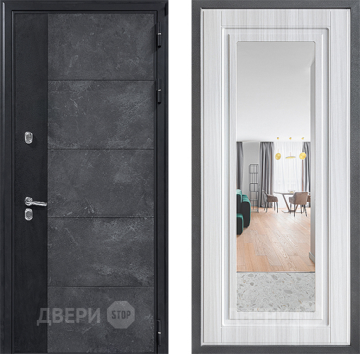 Входная металлическая Дверь Дверной континент ДК-15 Бетон ТЕРМО ФЛЗ Зеркало Сандал белый в Протвино
