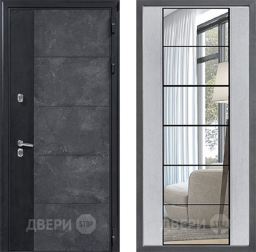 Входная металлическая Дверь Дверной континент ДК-15 Бетон ТЕРМО ФЛЗ-2 Зеркало Бетон светлый в Протвино
