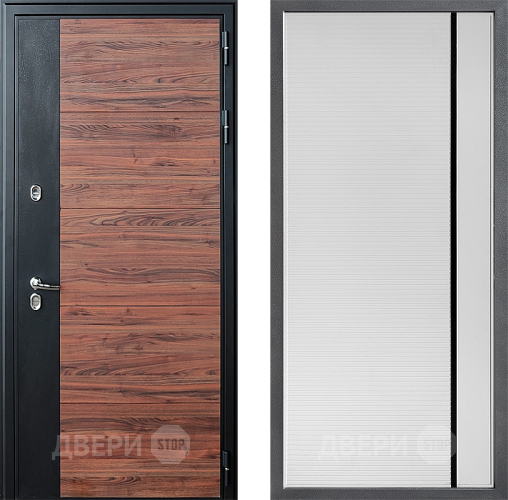 Входная металлическая Дверь Дверной континент ДК-15 Красное Дерево ТЕРМО ФЛ-757 Черное Стекло Софт милк в Протвино