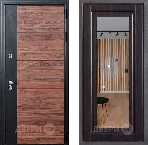 Входная металлическая Дверь Дверной континент ДК-15 Красное Дерево ТЕРМО ФЛЗ Зеркало Венге в Протвино
