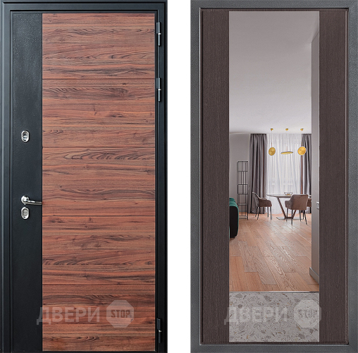 Входная металлическая Дверь Дверной континент ДК-15 Красное Дерево ТЕРМО ФЛЗ-1 Зеркало Венге в Протвино
