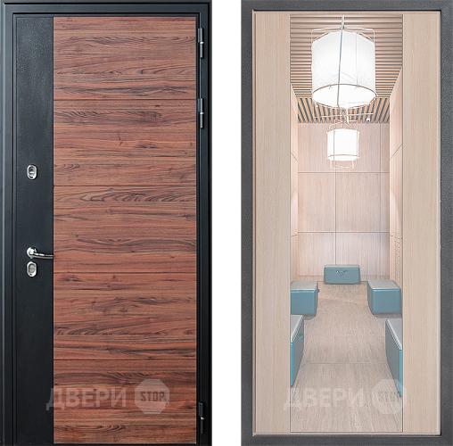 Входная металлическая Дверь Дверной континент ДК-15 Красное Дерево ТЕРМО ФЛЗ-1 Зеркало Капучино в Протвино