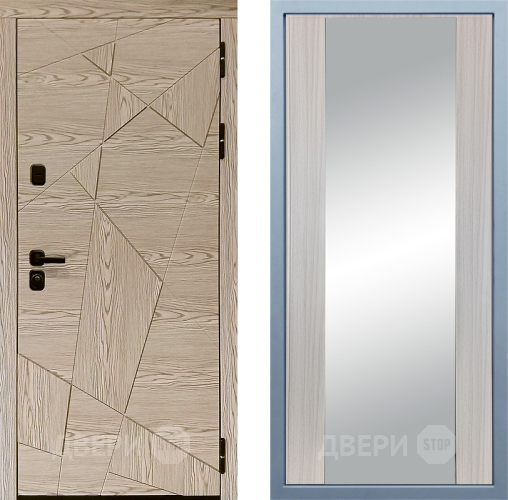 Входная металлическая Дверь Дива МД-97/1 Д-15 Зеркало Сандал белый в Протвино