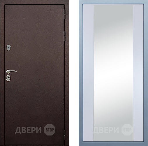 Входная металлическая Дверь Дива МД-40 Медь Д-15 Зеркало Белый в Протвино