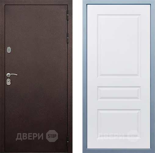 Входная металлическая Дверь Дива МД-40 Медь Д-13 Белый в Протвино