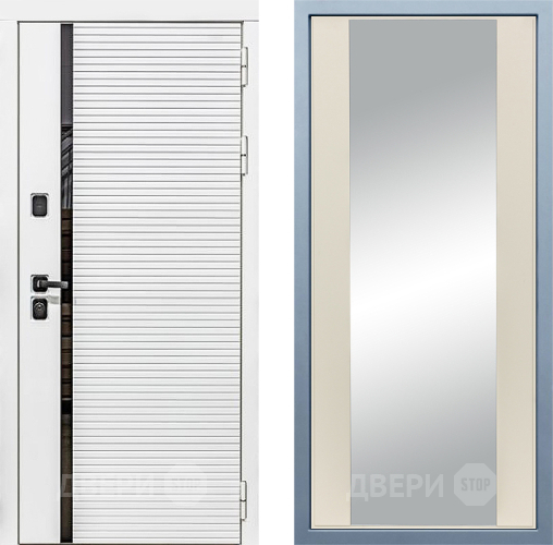 Входная металлическая Дверь Дива МХ-45 Белая STR Д-15 Зеркало Шампань в Протвино