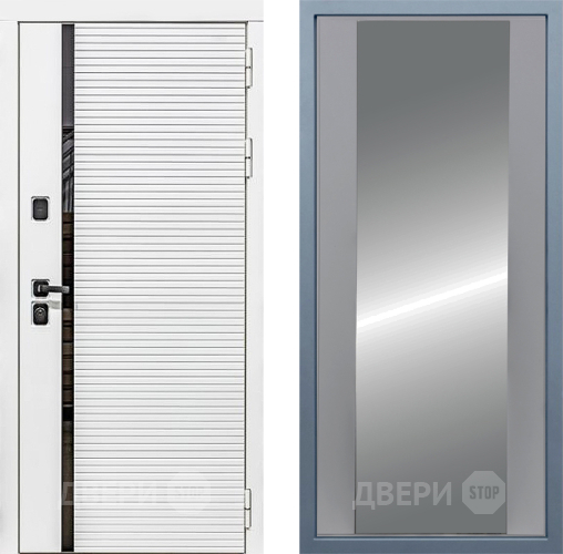 Входная металлическая Дверь Дива МХ-45 Белая STR Д-15 Зеркало Силк Маус в Протвино