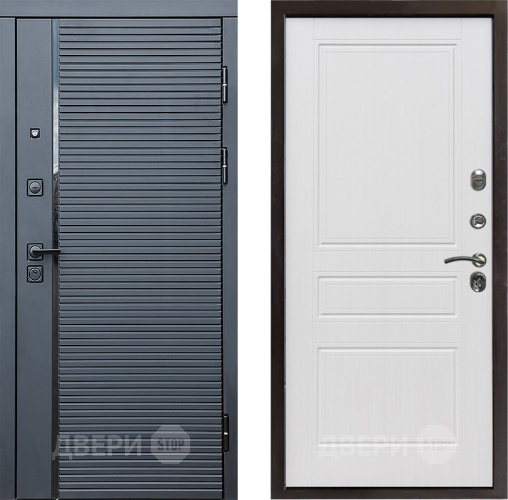 Входная металлическая Дверь Престиж Черная Линия Классика Белое дерево в Протвино