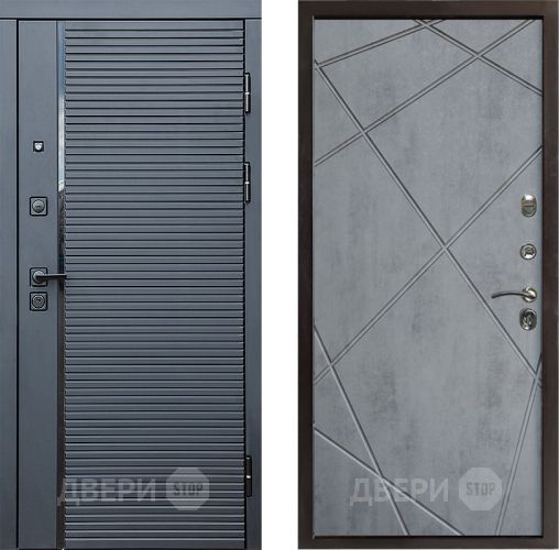 Входная металлическая Дверь Престиж Черная Линия Лучи Бетон темный в Протвино