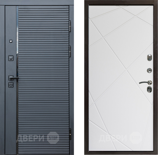 Входная металлическая Дверь Престиж Черная Линия Лучи Бетон белый в Протвино