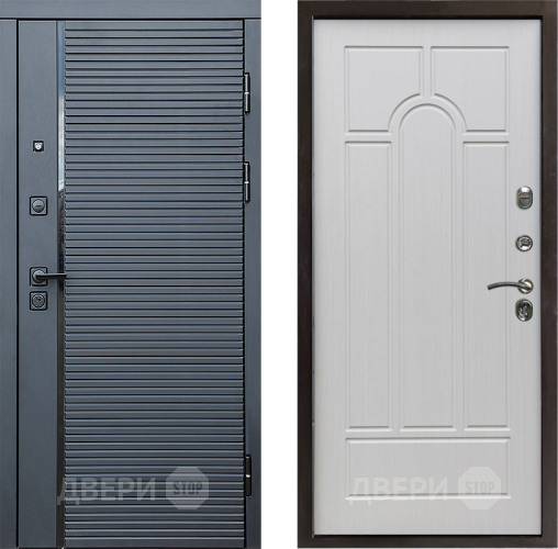 Входная металлическая Дверь Престиж Черная Линия Арка Лиственница белая в Протвино