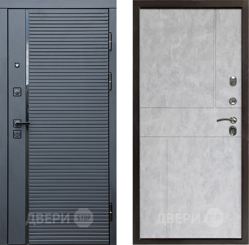 Входная металлическая Дверь Престиж Черная Линия Горизонт Бетон светлый в Протвино