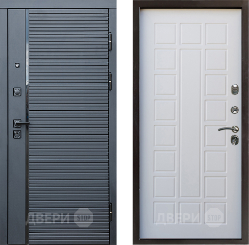 Входная металлическая Дверь Престиж Черная Линия Престиж Белое дерево в Протвино