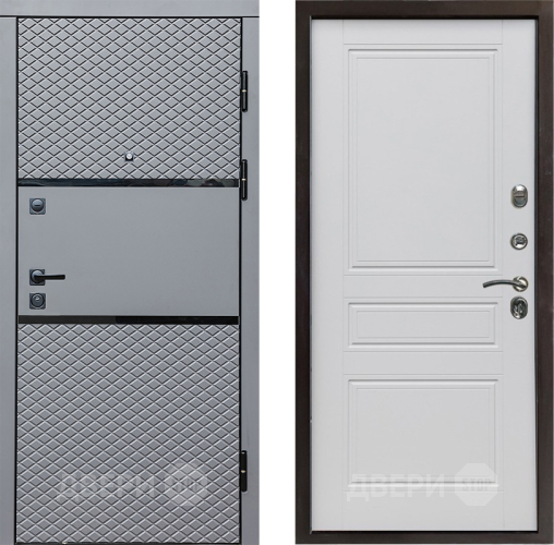 Входная металлическая Дверь Престиж Ромб Классика Белый матовый в Протвино