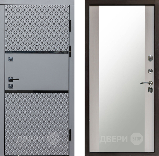 Входная металлическая Дверь Престиж Ромб Зеркало Лиственница белая в Протвино