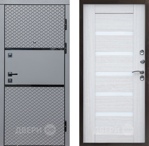 Входная металлическая Дверь Престиж Ромб Царга Лиственница белая в Протвино