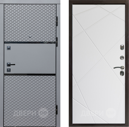 Входная металлическая Дверь Престиж Ромб Лучи Бетон белый в Протвино