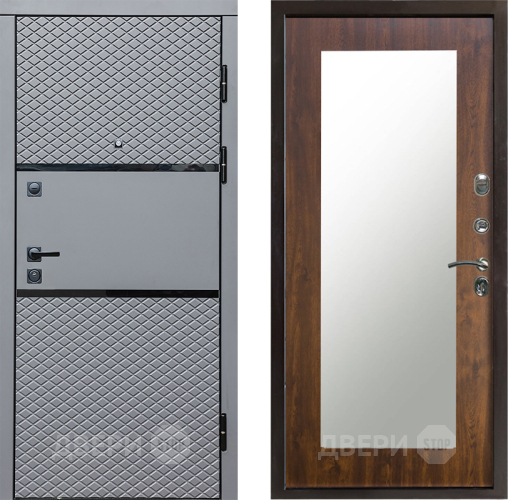 Входная металлическая Дверь Престиж Ромб Зеркло Пастораль Дуб в Протвино