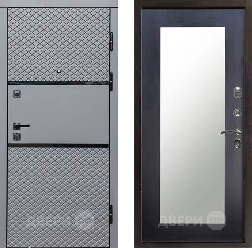 Входная металлическая Дверь Престиж Ромб Зеркло Пастораль Венге в Протвино