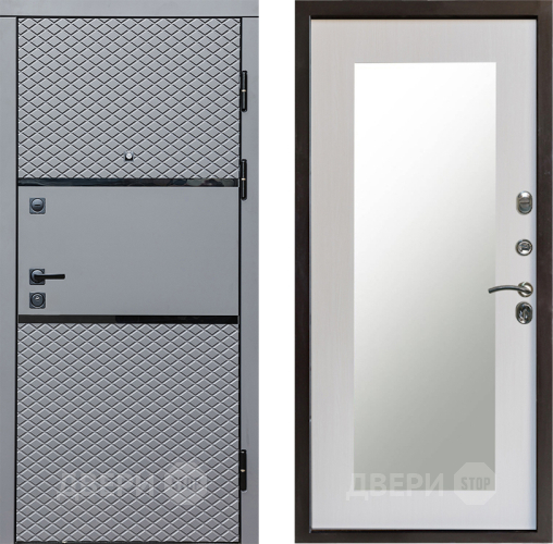 Входная металлическая Дверь Престиж Ромб Зеркло Пастораль Лиственница белая в Протвино