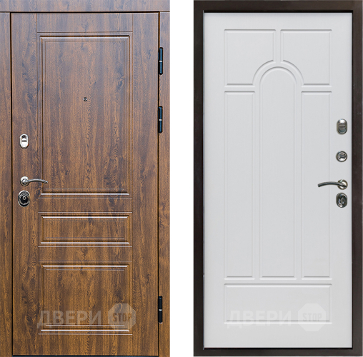 Входная металлическая Дверь Престиж Классика Дуб Арка Белое дерево в Протвино