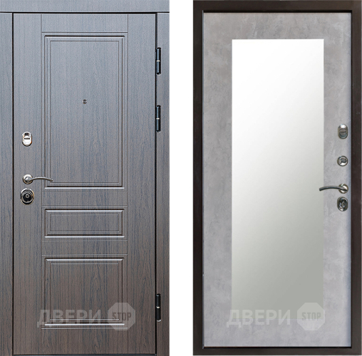 Входная металлическая Дверь Престиж Классика Венге Зеркло Пастораль Бетон светлый в Протвино