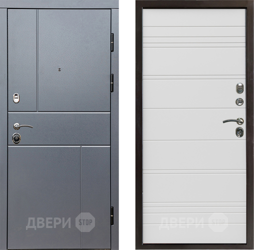 Входная металлическая Дверь Престиж Горизонт Грэй Line Белый в Протвино