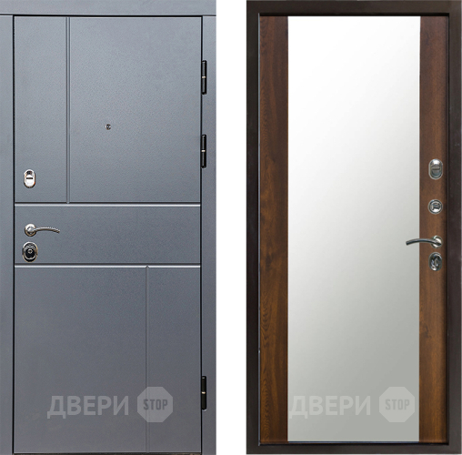 Входная металлическая Дверь Престиж Горизонт Грэй Зеркало Дуб в Протвино