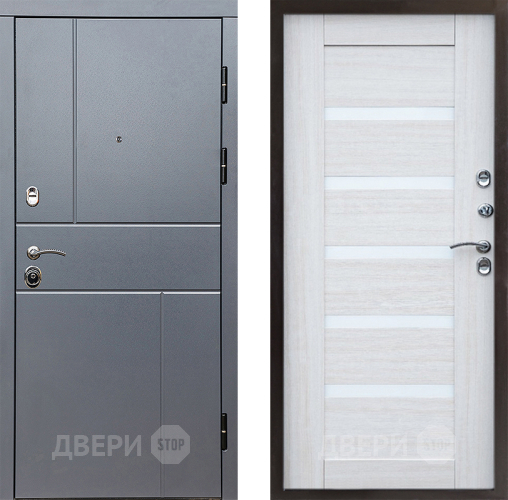 Входная металлическая Дверь Престиж Горизонт Грэй Царга Лиственница белая в Протвино