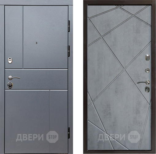 Входная металлическая Дверь Престиж Горизонт Грэй Лучи Бетон темный в Протвино