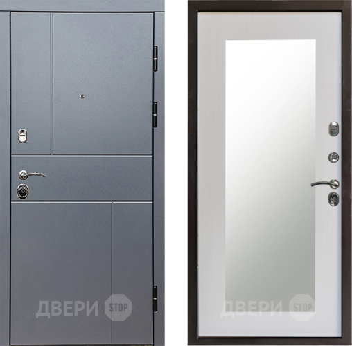 Входная металлическая Дверь Престиж Горизонт Грэй Зеркло Пастораль Лиственница белая в Протвино