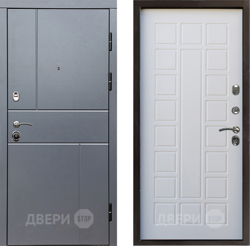 Входная металлическая Дверь Престиж Горизонт Грэй Престиж Белое дерево в Протвино