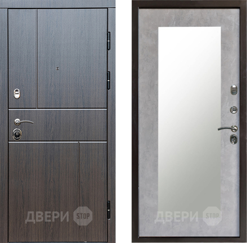 Входная металлическая Дверь Престиж Горизонт Венге Зеркло Пастораль Бетон светлый в Протвино