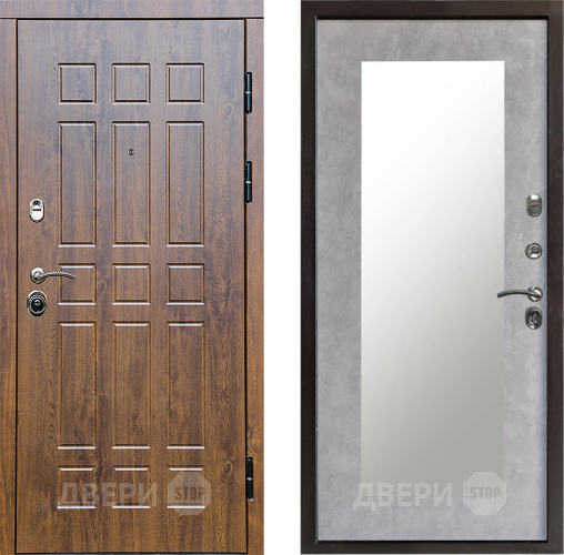 Входная металлическая Дверь Престиж Стандарт Зеркло Пастораль Бетон светлый в Протвино