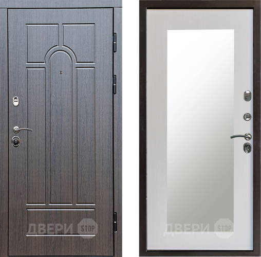 Входная металлическая Дверь Престиж Арка Зеркло Пастораль Лиственница белая в Протвино