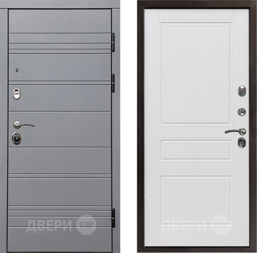 Входная металлическая Дверь Престиж Линия Грэй Классика Белое дерево в Протвино