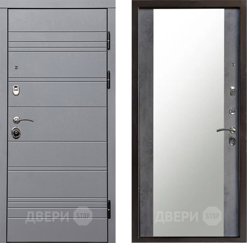 Входная металлическая Дверь Престиж Линия Грэй Зеркало Бетон темный в Протвино