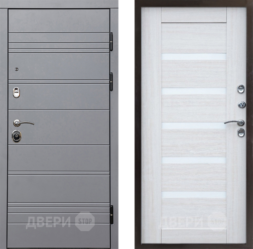 Входная металлическая Дверь Престиж Линия Грэй Царга Лиственница белая в Протвино