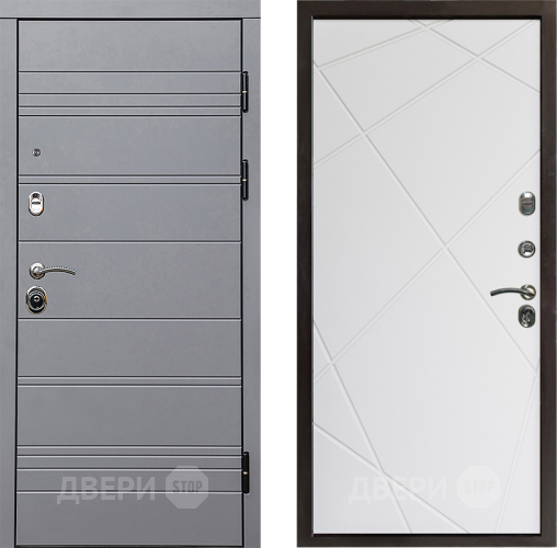 Входная металлическая Дверь Престиж Линия Грэй Лучи Бетон белый в Протвино